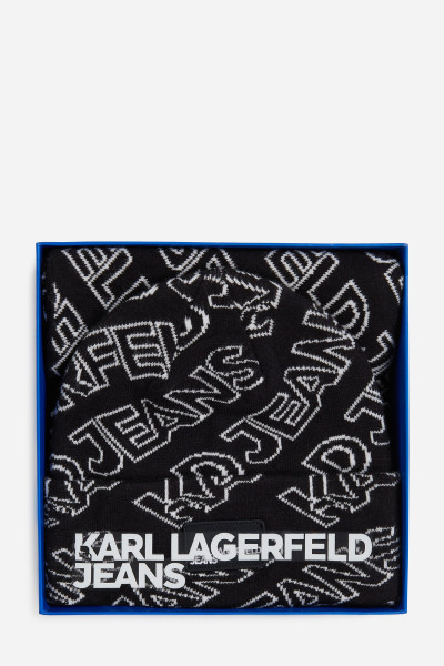 SET ČAPICA A ŠÁL KARL LAGERFELD JEANS KLJ MONOGRAM SCARF BEANIE GP - Fotografia č. 4