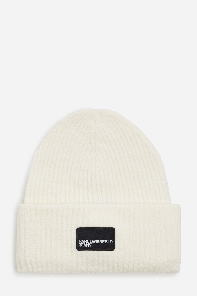 Sapka Karl Lagerfeld Jeans Klj Patch Long Beanie Off White