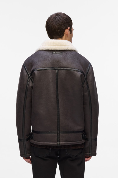 DZSEKI KARL LAGERFELD KL MONOGRAM SHEARLING JACKET - Kép 3