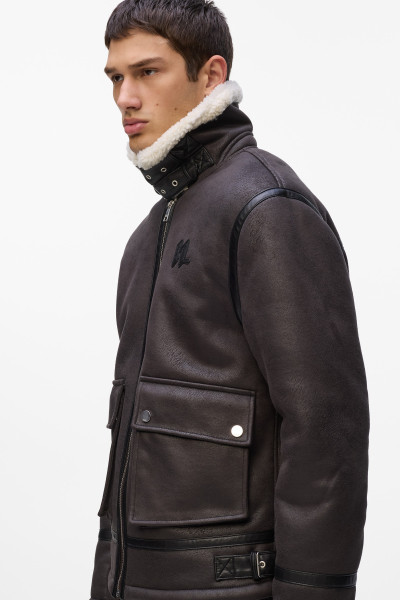 DZSEKI KARL LAGERFELD KL MONOGRAM SHEARLING JACKET - Kép 4