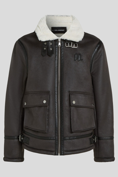 DZSEKI KARL LAGERFELD KL MONOGRAM SHEARLING JACKET - Kép 5