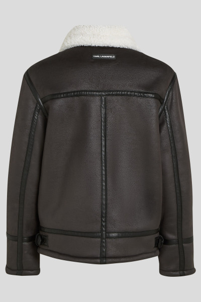 DZSEKI KARL LAGERFELD KL MONOGRAM SHEARLING JACKET - Kép 6