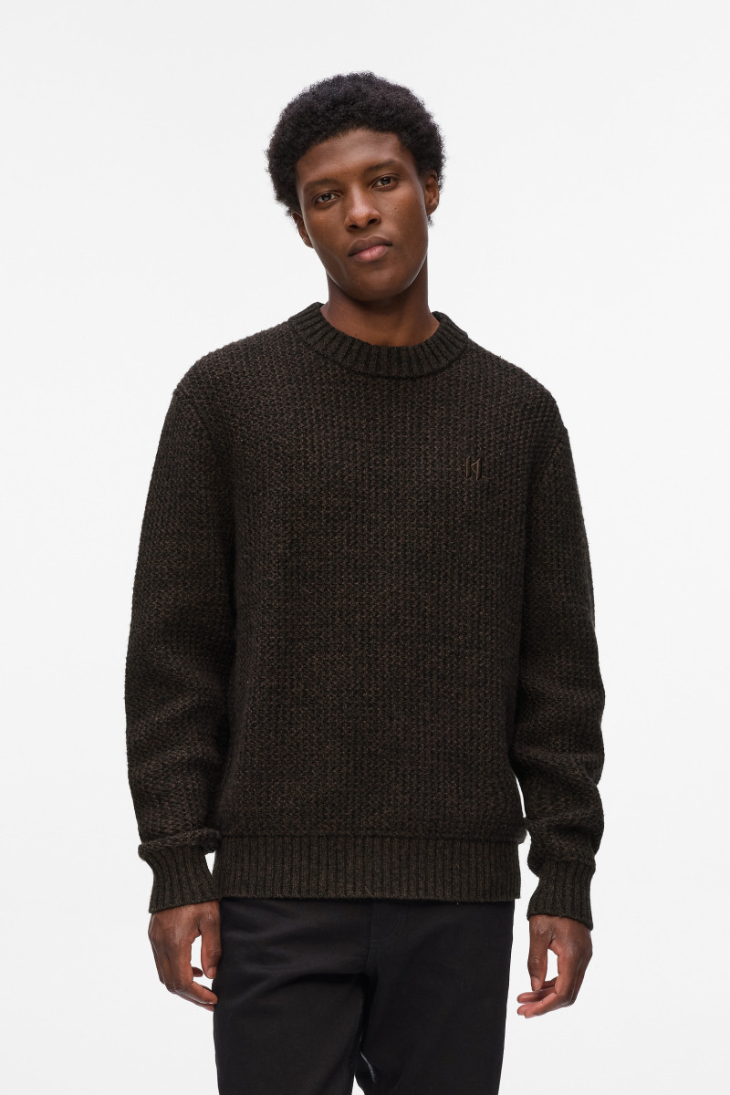 Sveter Karl Lagerfeld Kl Wool Sweater Black Coffee Melange