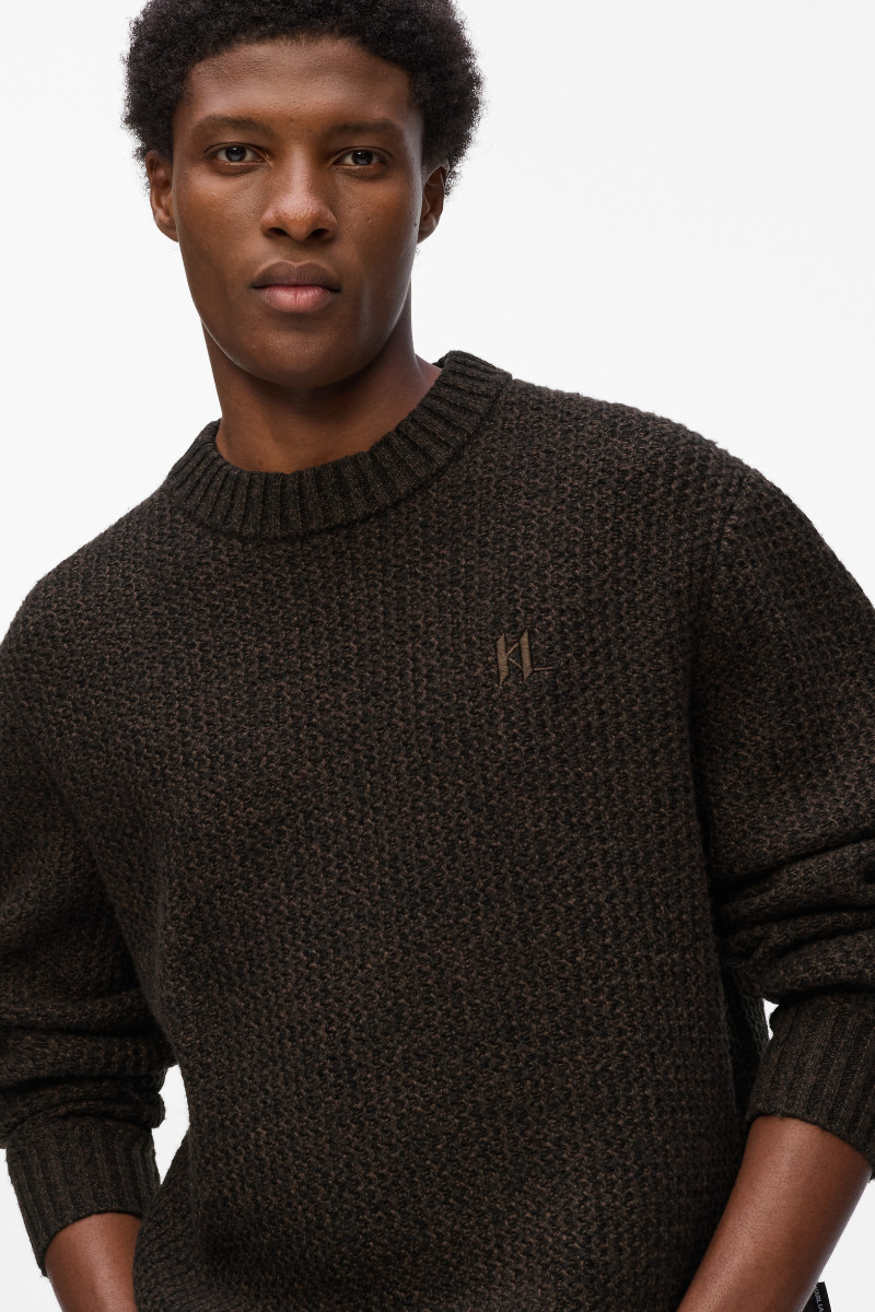 Sveter Karl Lagerfeld Kl Wool Sweater Black Coffee Melange