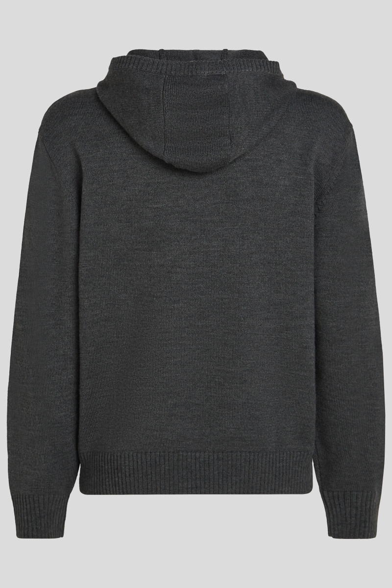 Sveter Karl Lagerfeld Kameo Knitted Hoodie Medium Grey Melange