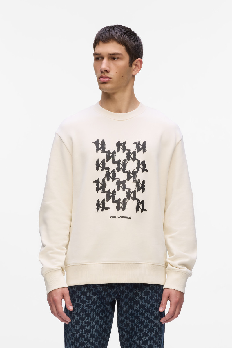 Melegítő Felső Karl Lagerfeld Monogram Box Sweatshirt Cannoli Cream