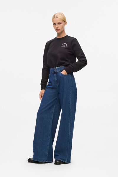 DŽÍNY KARL LAGERFELD BELTED WIDE LEG DENIM PANTS - Fotografie č. 1