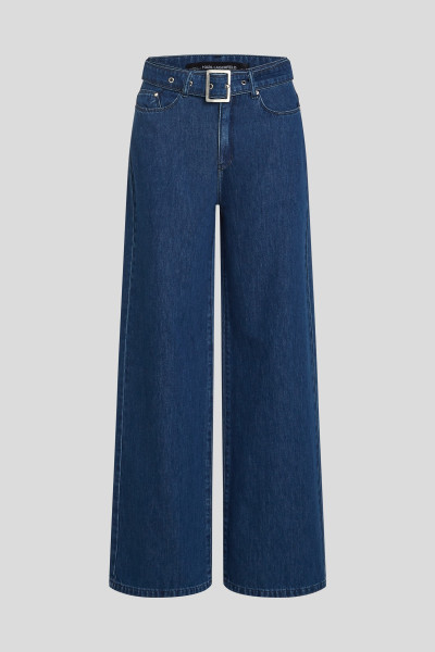 DŽÍNY KARL LAGERFELD BELTED WIDE LEG DENIM PANTS - Fotografie č. 5