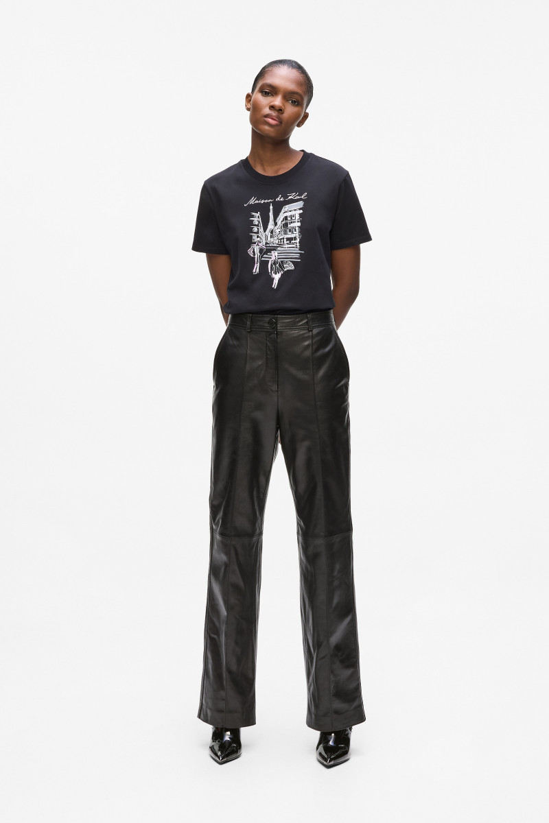 Nohavice Karl Lagerfeld Leather Pants Black