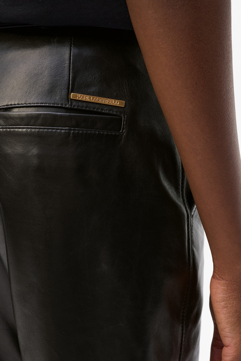 Nohavice Karl Lagerfeld Leather Pants Black