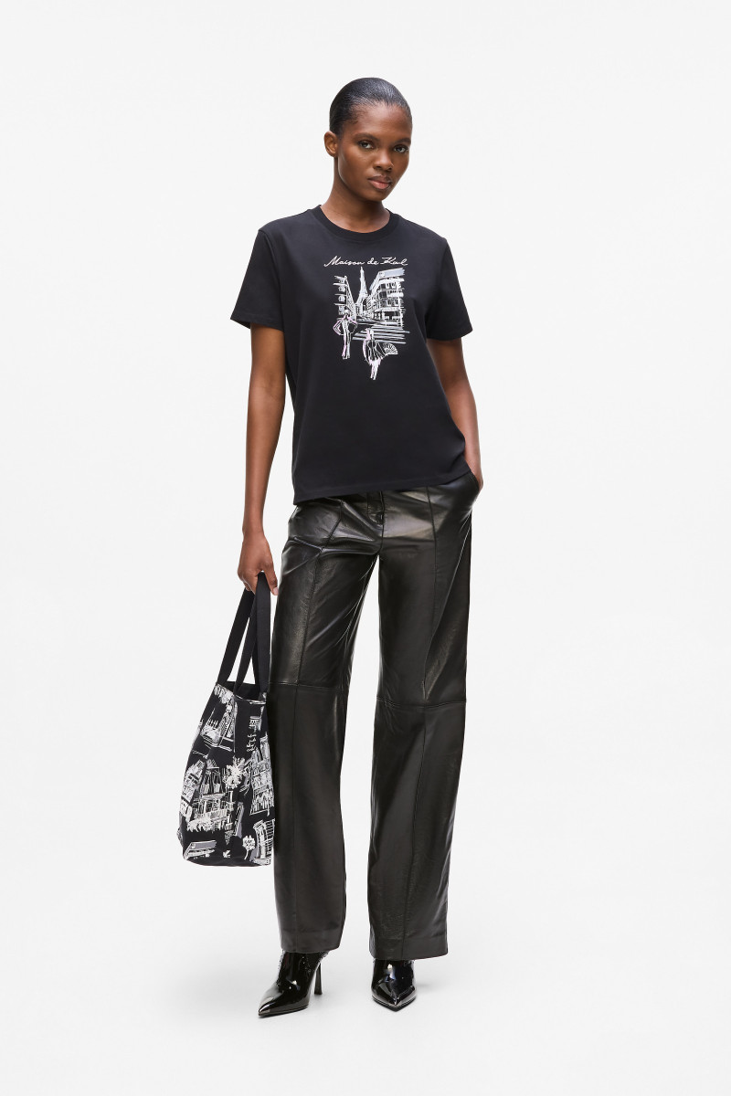 Nohavice Karl Lagerfeld Leather Pants Black