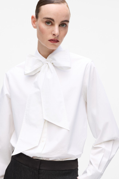 BLÚZ KARL LAGERFELD RETRO POPLIN BOW BLOUSE - Kép 4