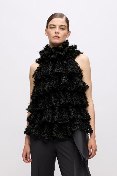 HALENKA KARL LAGERFELD KARL STUDIO RUFFLE MESH TOP - Fotografie č. 1