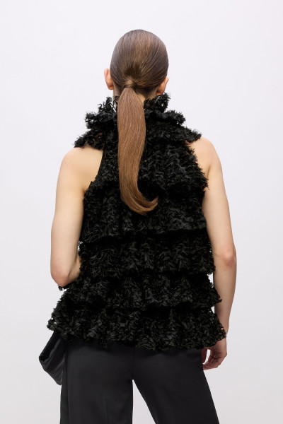 HALENKA KARL LAGERFELD KARL STUDIO RUFFLE MESH TOP - Fotografie č. 3