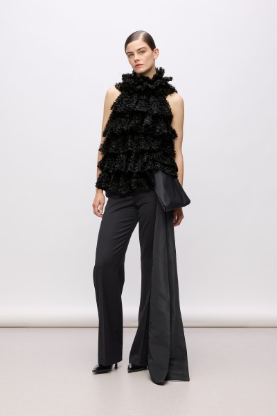 HALENKA KARL LAGERFELD KARL STUDIO RUFFLE MESH TOP - Fotografie č. 2