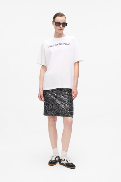 SZOKNYA KARL LAGERFELD EMBELLISHED TWEED SKIRT - Kép 3