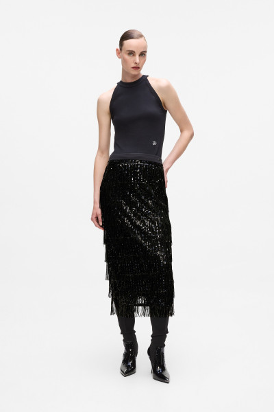 SUKNĚ KARL LAGERFELD SEQUINS FRINGE SKIRT - Fotografie č. 1