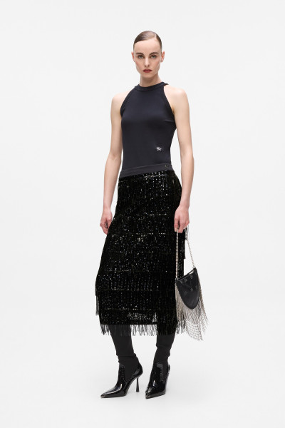 SUKNĚ KARL LAGERFELD SEQUINS FRINGE SKIRT - Fotografie č. 3
