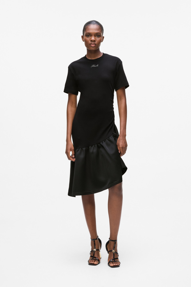 Levně Šaty karl lagerfeld frill t-shirt dress black