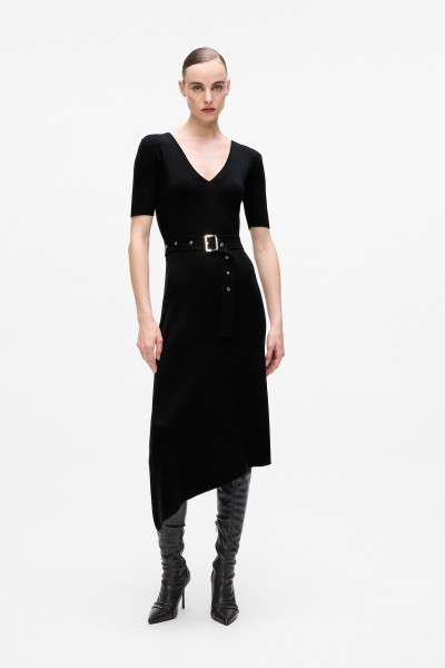 RUHA KARL LAGERFELD BELTED KNIT DRESS - Kép 1