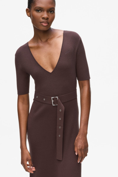 RUHA KARL LAGERFELD BELTED KNIT DRESS - Kép 4