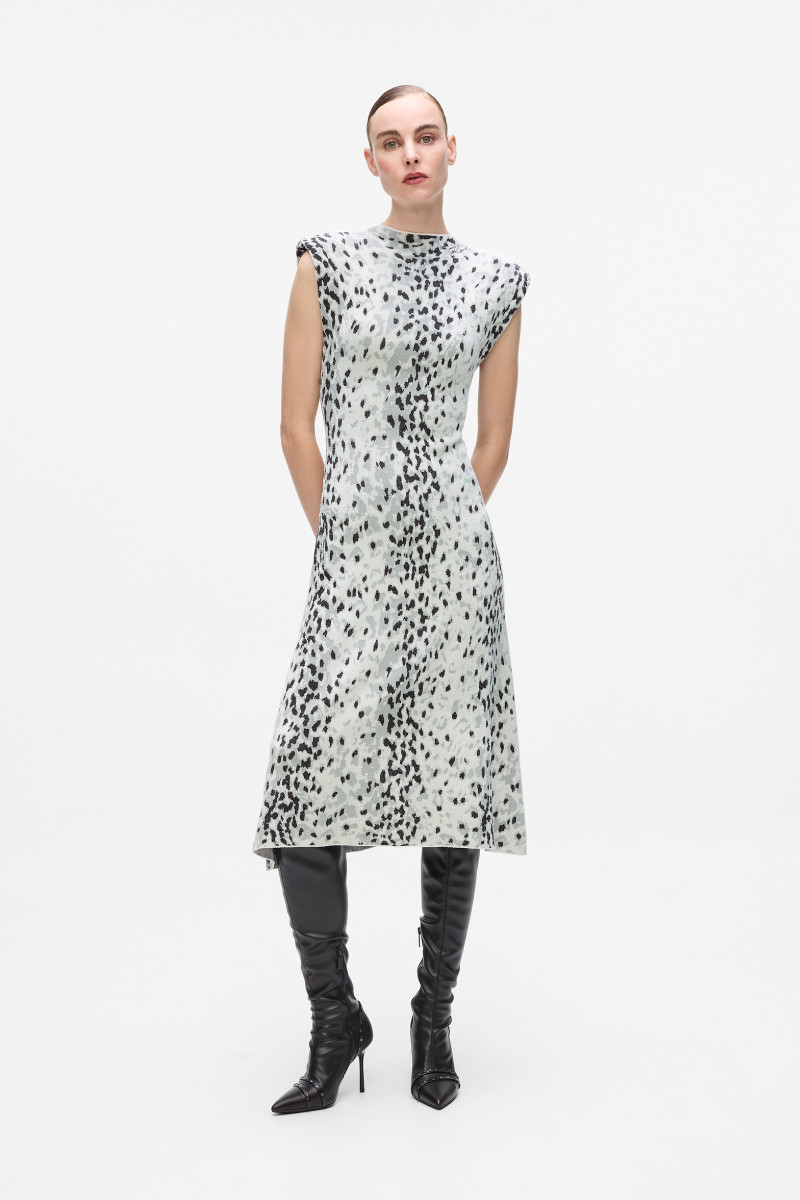 Šaty Karl Lagerfeld Snow Leo Jacquard Knit Dress Aop Karl Snow Leopard