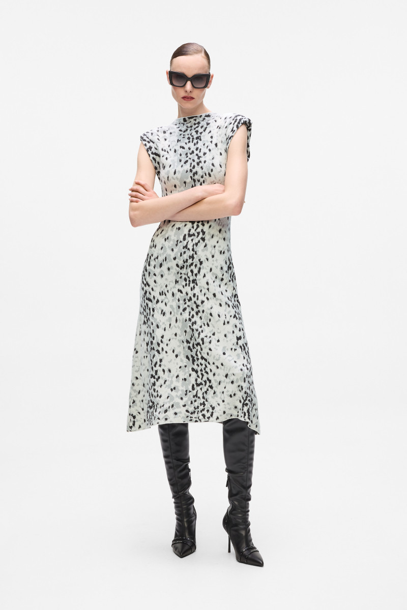 Šaty Karl Lagerfeld Snow Leo Jacquard Knit Dress Aop Karl Snow Leopard