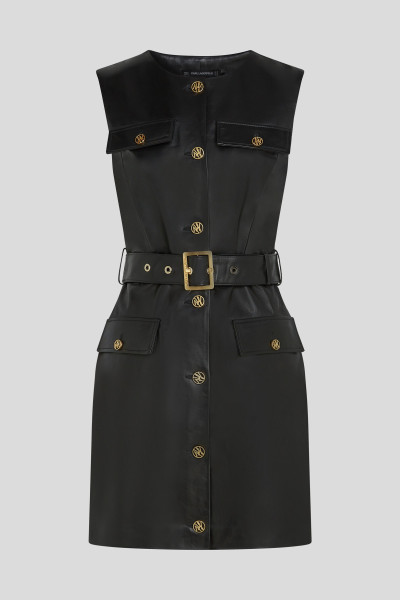 RUHA KARL LAGERFELD RETRO LEATHER DRESS - Kép 5