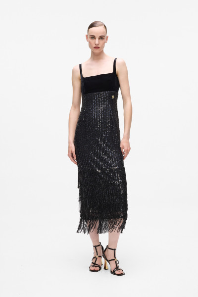 ŠATY KARL LAGERFELD SEQUINS FRINGE DRESS - Fotografie č. 1