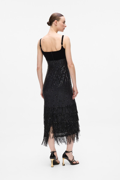 ŠATY KARL LAGERFELD SEQUINS FRINGE DRESS - Fotografie č. 2