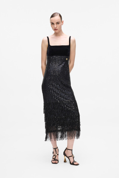 ŠATY KARL LAGERFELD SEQUINS FRINGE DRESS - Fotografie č. 3