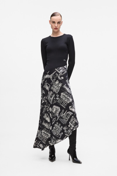 ŠATY KARL LAGERFELD PARIS SKETCH FABRIC MIX DRESS - Fotografia č. 1