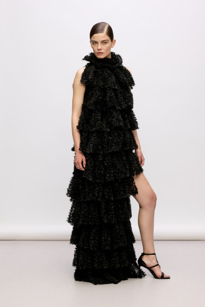 ŠATY KARL LAGERFELD KARL STUDIO RUFFLE MESH DRESS - Fotografie č. 1