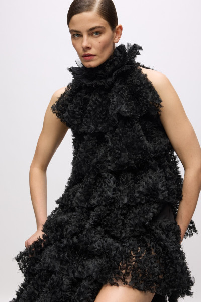 ŠATY KARL LAGERFELD KARL STUDIO RUFFLE MESH DRESS - Fotografie č. 4