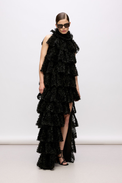 ŠATY KARL LAGERFELD KARL STUDIO RUFFLE MESH DRESS - Fotografie č. 3