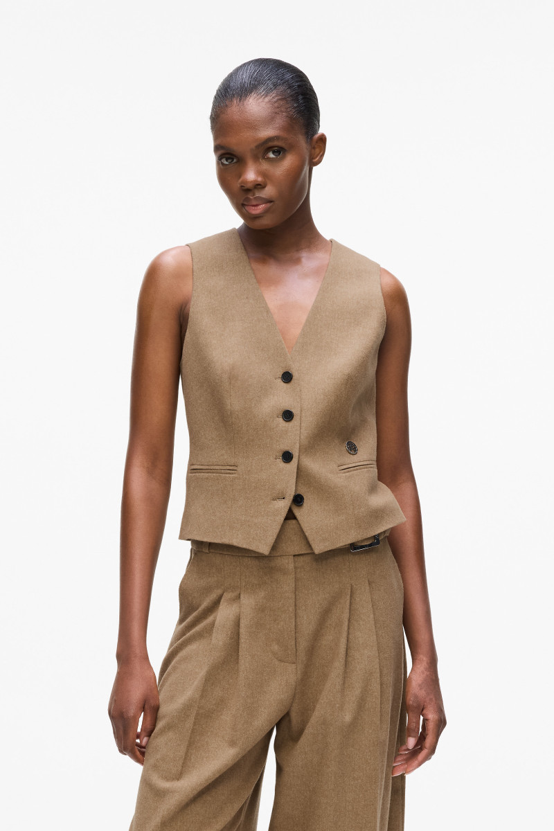 Vesta Karl Lagerfeld Flannel Waistcoat Nougat Melange