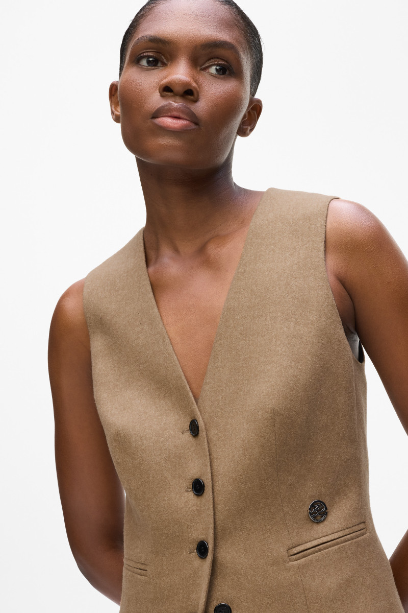 Vesta Karl Lagerfeld Flannel Waistcoat Nougat Melange