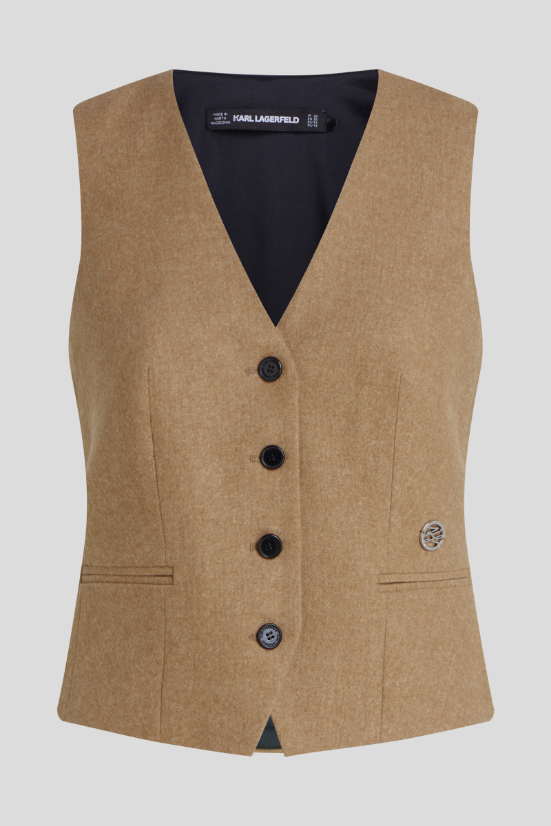 Vesta Karl Lagerfeld Flannel Waistcoat Nougat Melange