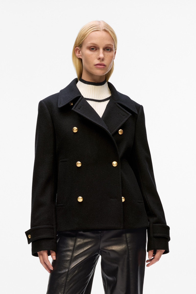 Levně Kabát karl lagerfeld retro short wool coat black
