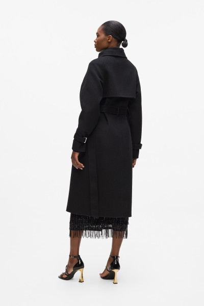 KABÁT KARL LAGERFELD BELTED LONG SOFT WOOL COAT - Kép 3