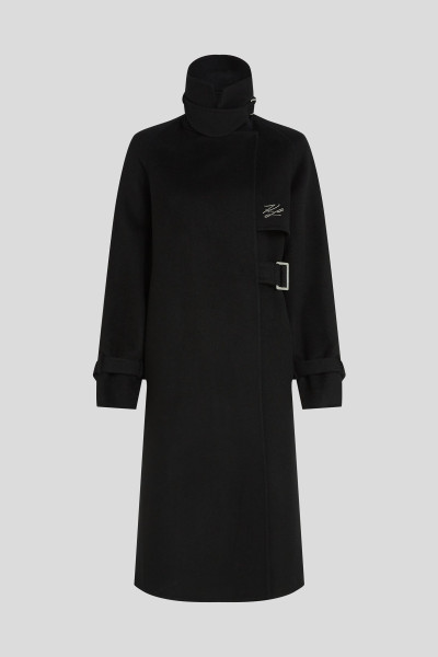 KABÁT KARL LAGERFELD BELTED LONG SOFT WOOL COAT - Kép 5