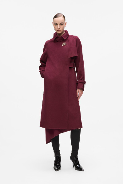 KABÁT KARL LAGERFELD BELTED LONG SOFT WOOL COAT - Kép 1