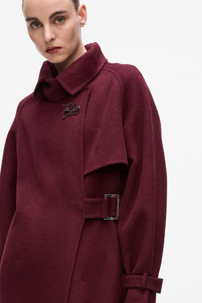 KABÁT KARL LAGERFELD BELTED LONG SOFT WOOL COAT - Kép 4