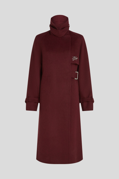 KABÁT KARL LAGERFELD BELTED LONG SOFT WOOL COAT - Kép 5
