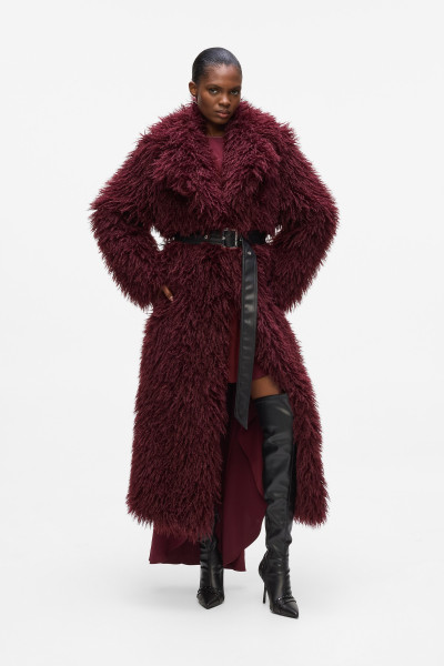 KABÁT KARL LAGERFELD FAUX FUR FASHION LONG COAT - Fotografie č. 1