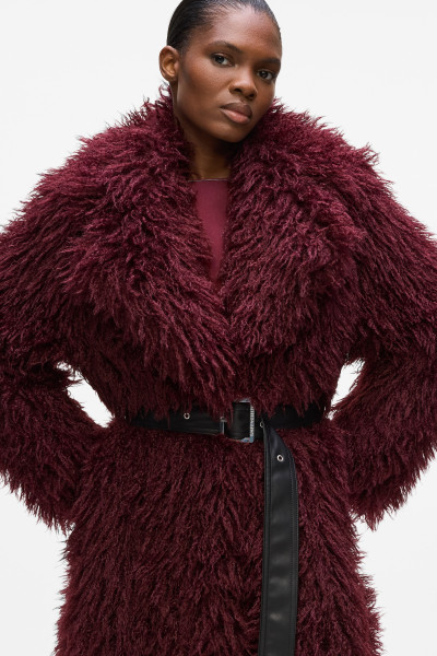 KABÁT KARL LAGERFELD FAUX FUR FASHION LONG COAT - Fotografie č. 4