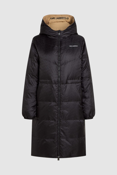 KABÁT KARL LAGERFELD REVERSIBLE LONG LOGO DOWN COAT - Fotografie č. 1
