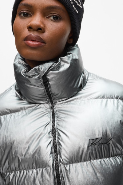BUNDA KARL LAGERFELD METALLIC PUFFER JACKET - Fotografie č. 4