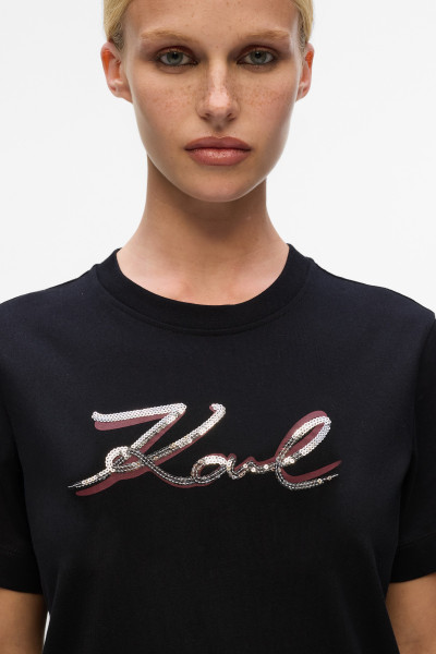 PÓLÓ KARL LAGERFELD SIGNATURE SEQUINS T-SHIRT - Kép 4
