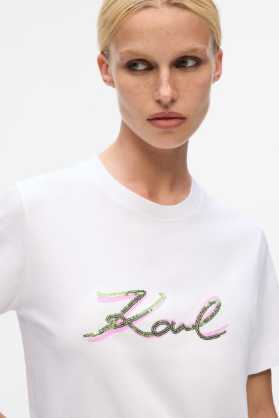 PÓLÓ KARL LAGERFELD SIGNATURE SEQUINS T-SHIRT - Kép 4